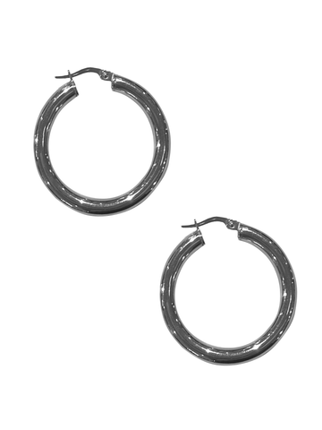 10K White Gold Hoops