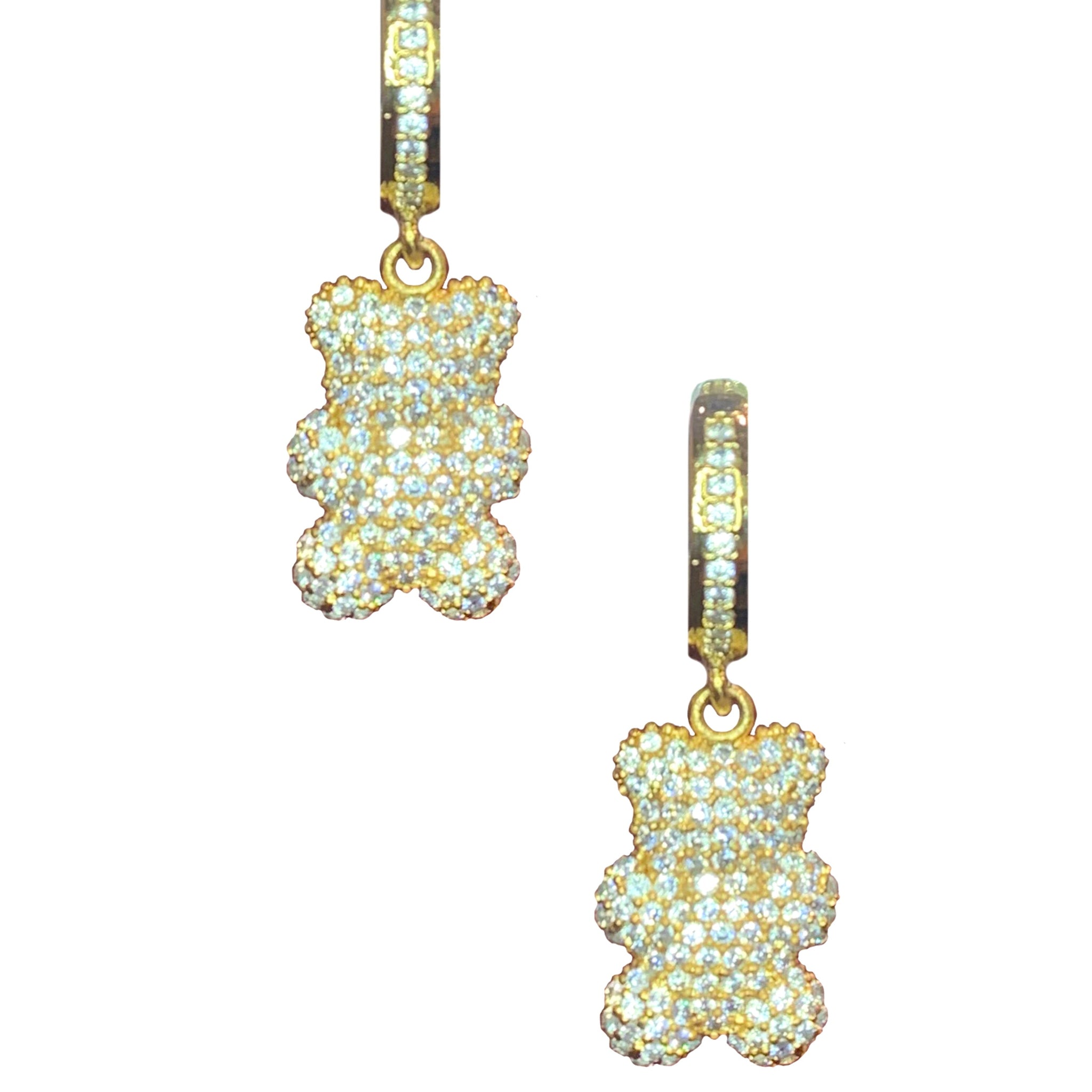 Gummy Bear Hoops/Charms - Gold Clear Crystal