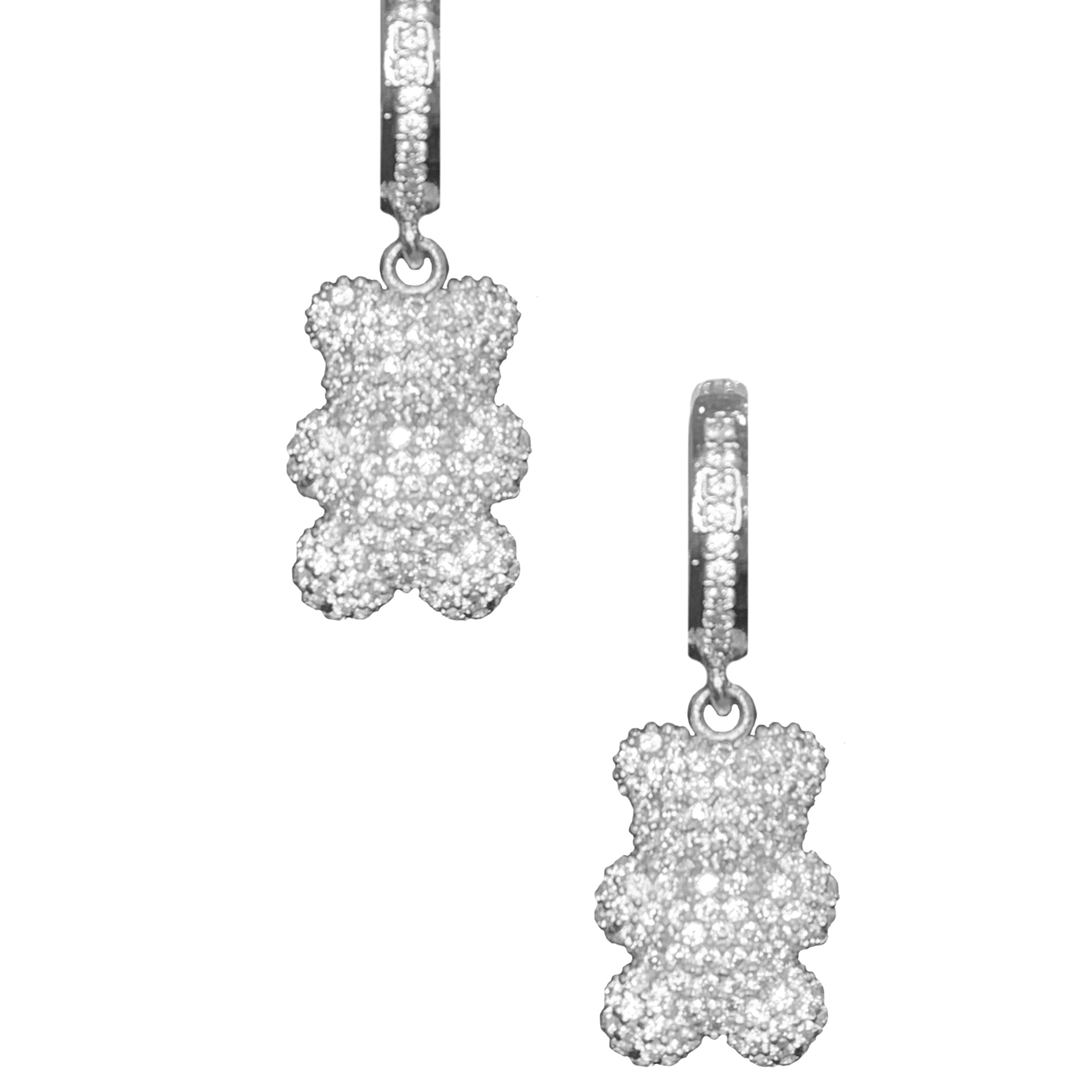 Gummy Bear Hoops/Charms - Silver Clear Crystal