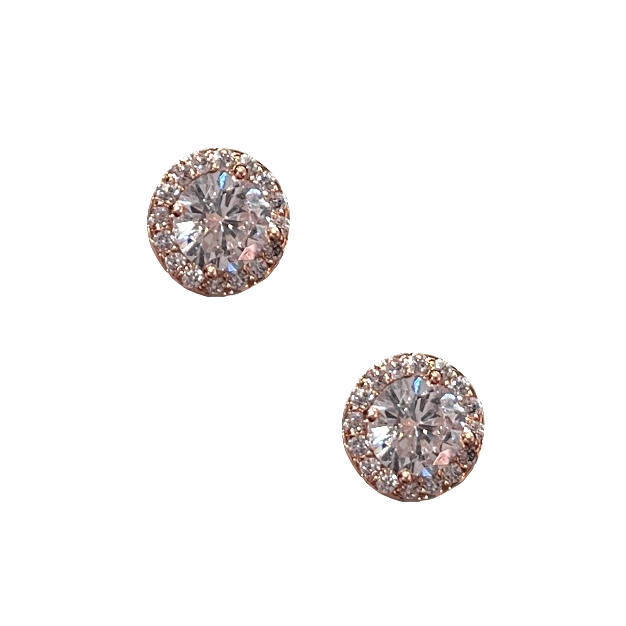 Circle Pave Studs - Rose Gold