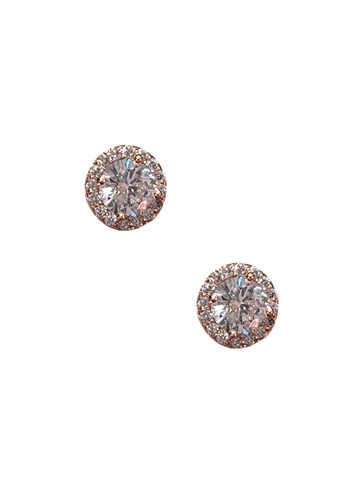 Circle Pave Studs - Rose Gold