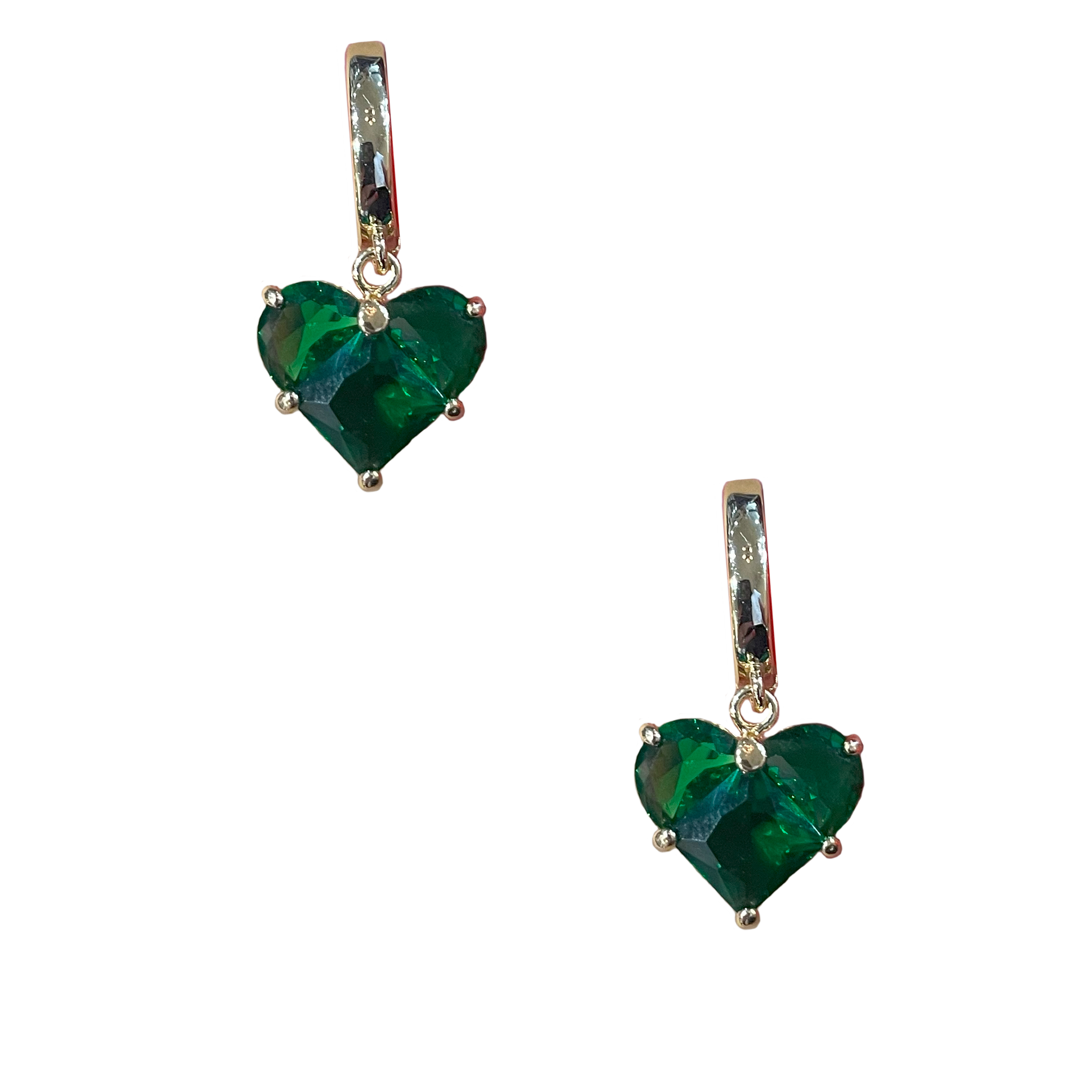 Gold Love Heart Earring - Green
