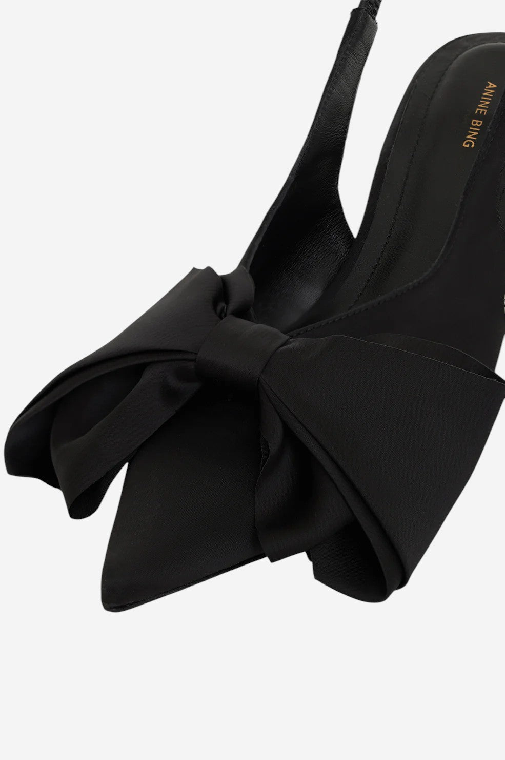 Nina Heels With Bow - Black Satin