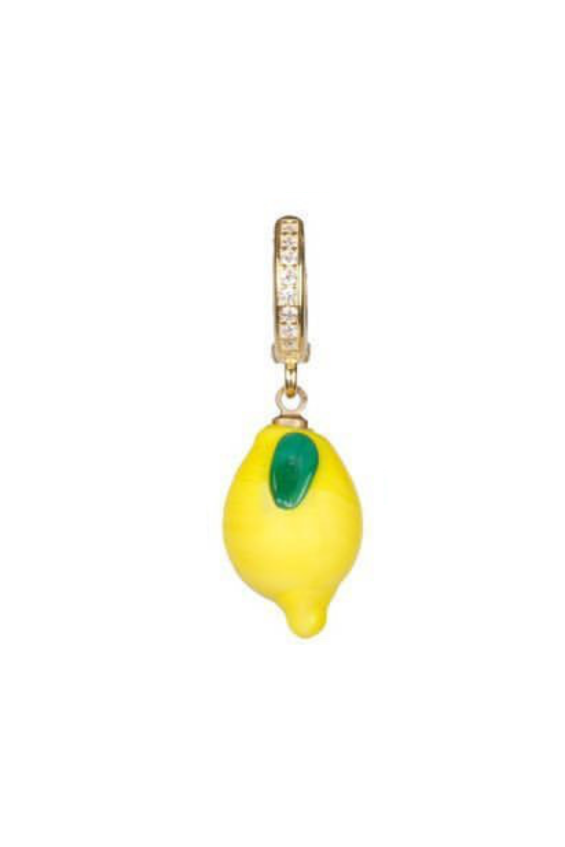 Fruit Glass Charm Earring - Lemon