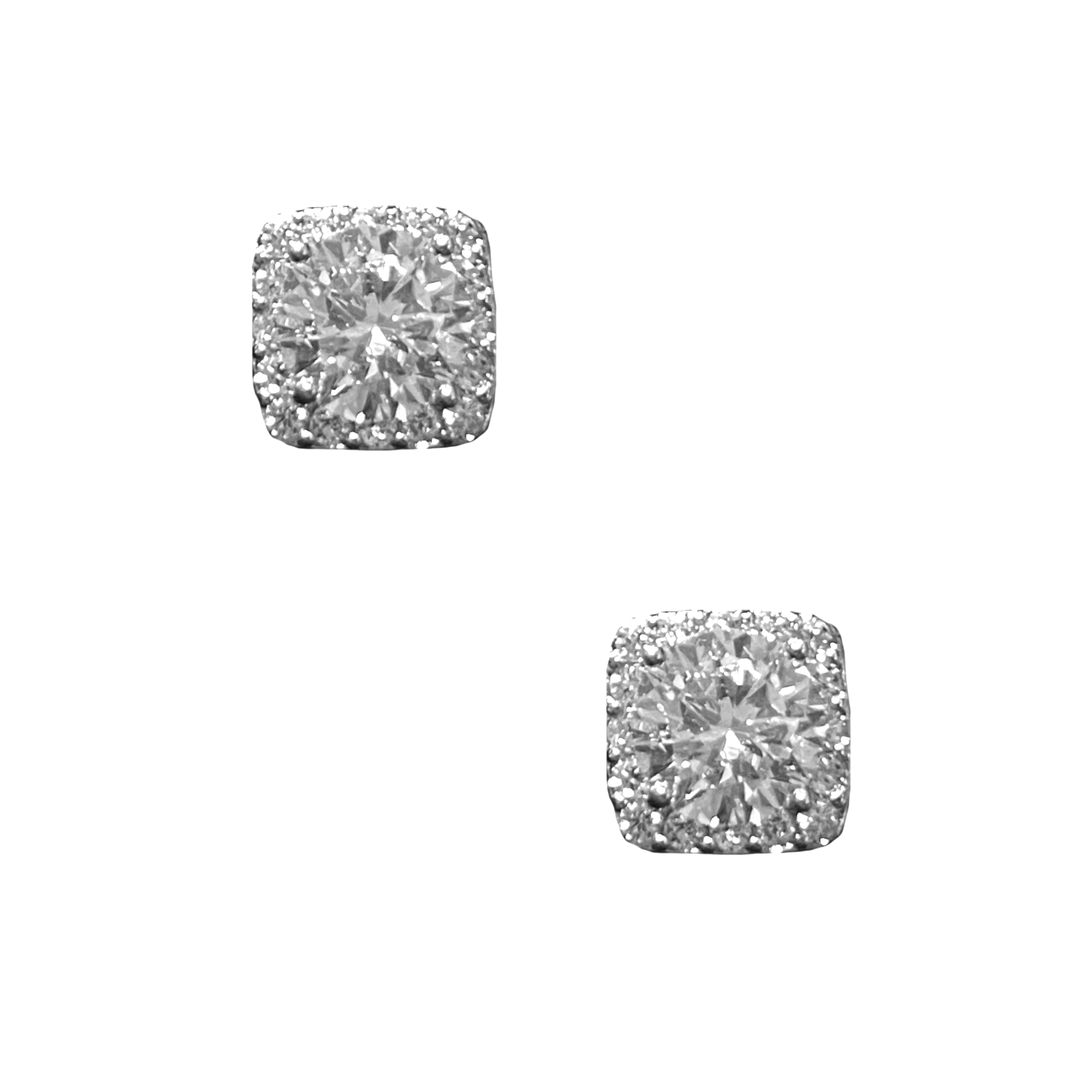 Square Pave Studs - Silver