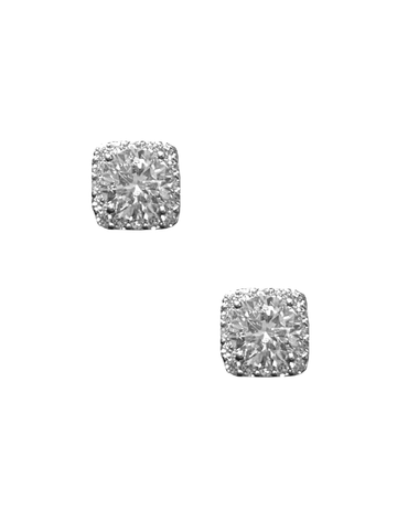 Square Pave Studs - Silver