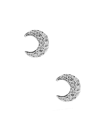 Silver CZ Moon Studs