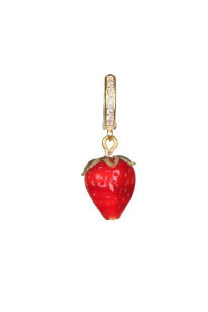 Fruit Glass Charm Earring - Strawberry