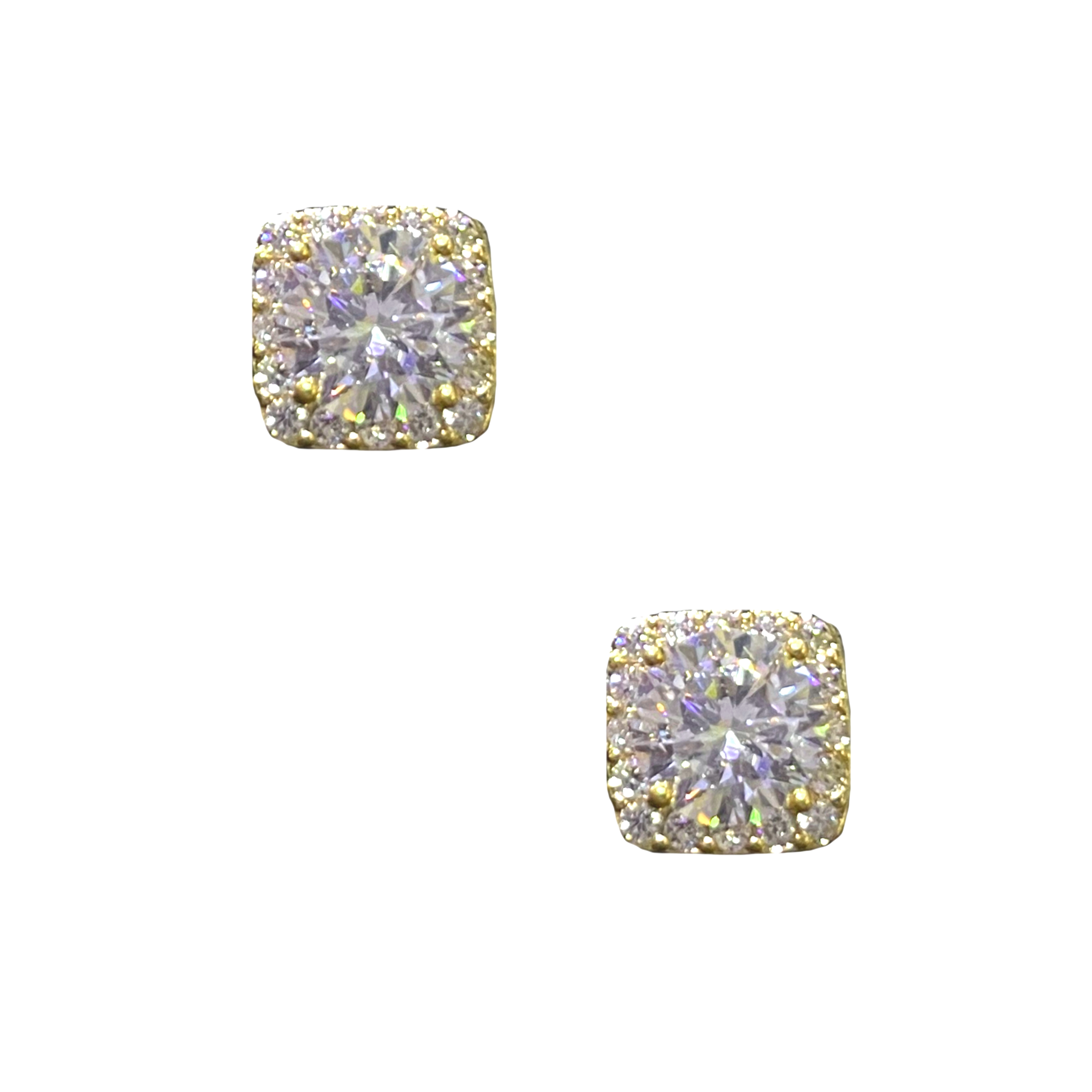 Square Pave Studs - Gold