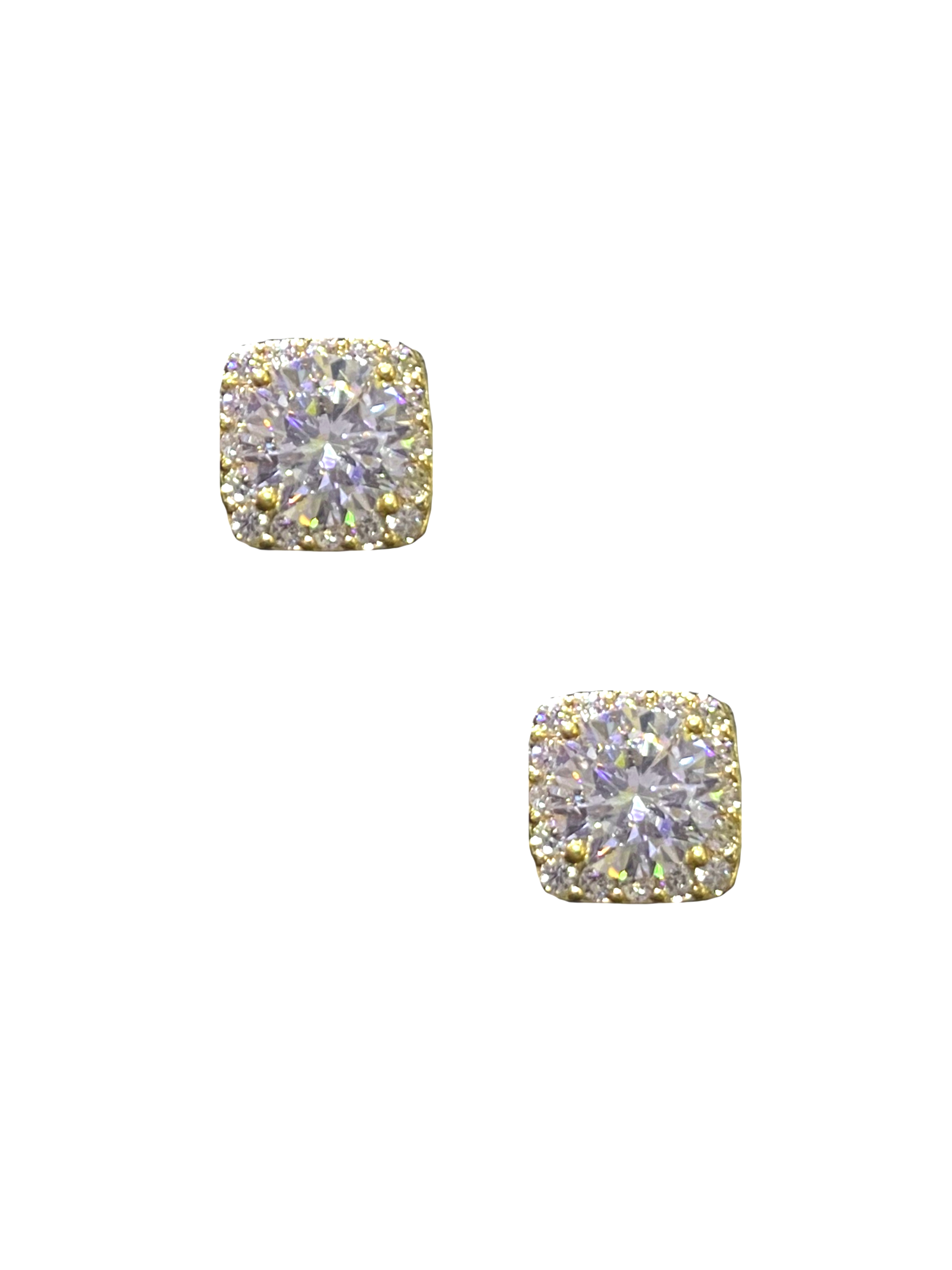 Square Pave Studs - Gold