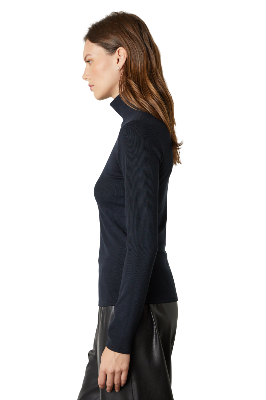 Kaylie Viscose Rib Turtleneck - Black