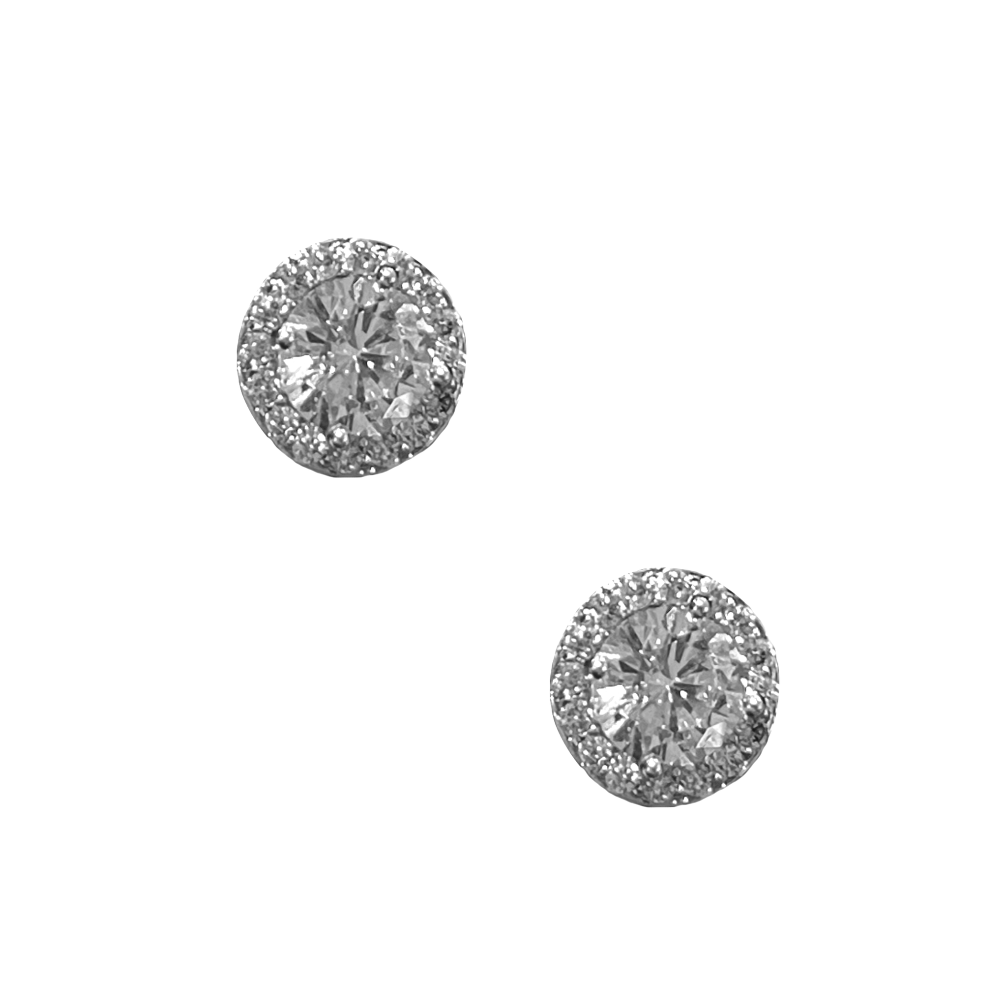Circle Pave Studs - Silver