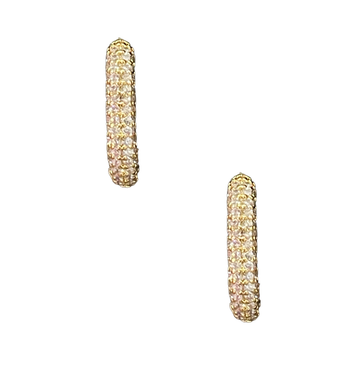 Classic Pave Rectangle Huggies - Gold