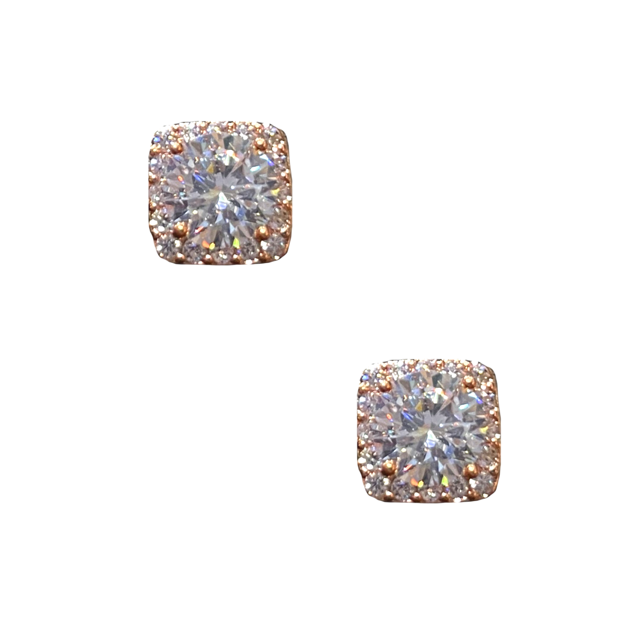 Square Pave Studs - Rose Gold