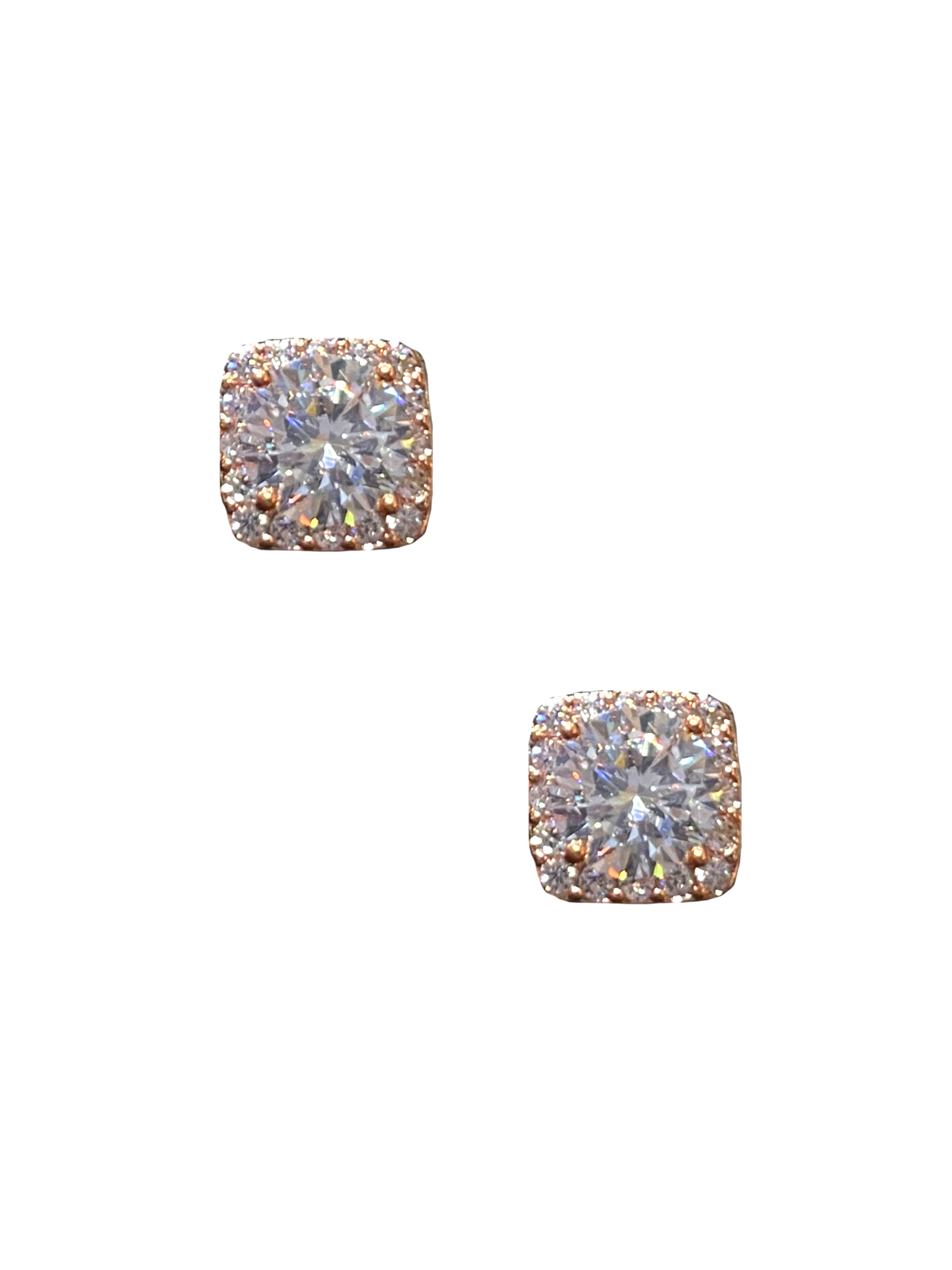 Square Pave Studs - Rose Gold